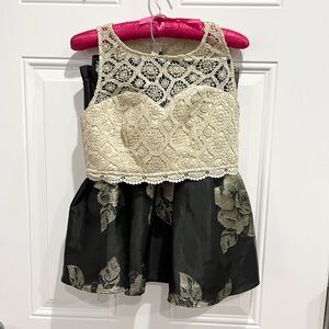 My Michelle Lace and Floral Black Dress